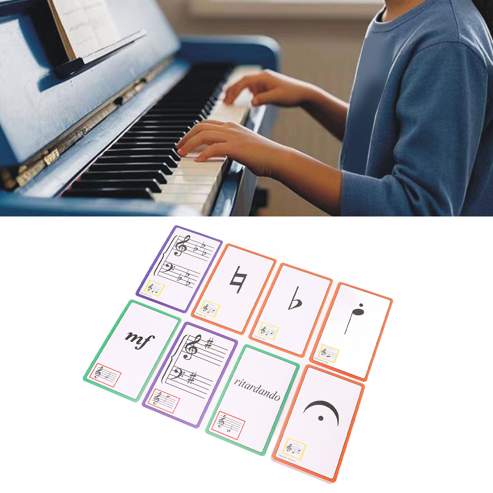 Blank Sheet Music Notebook - Music Flash Cards Color Coded Double